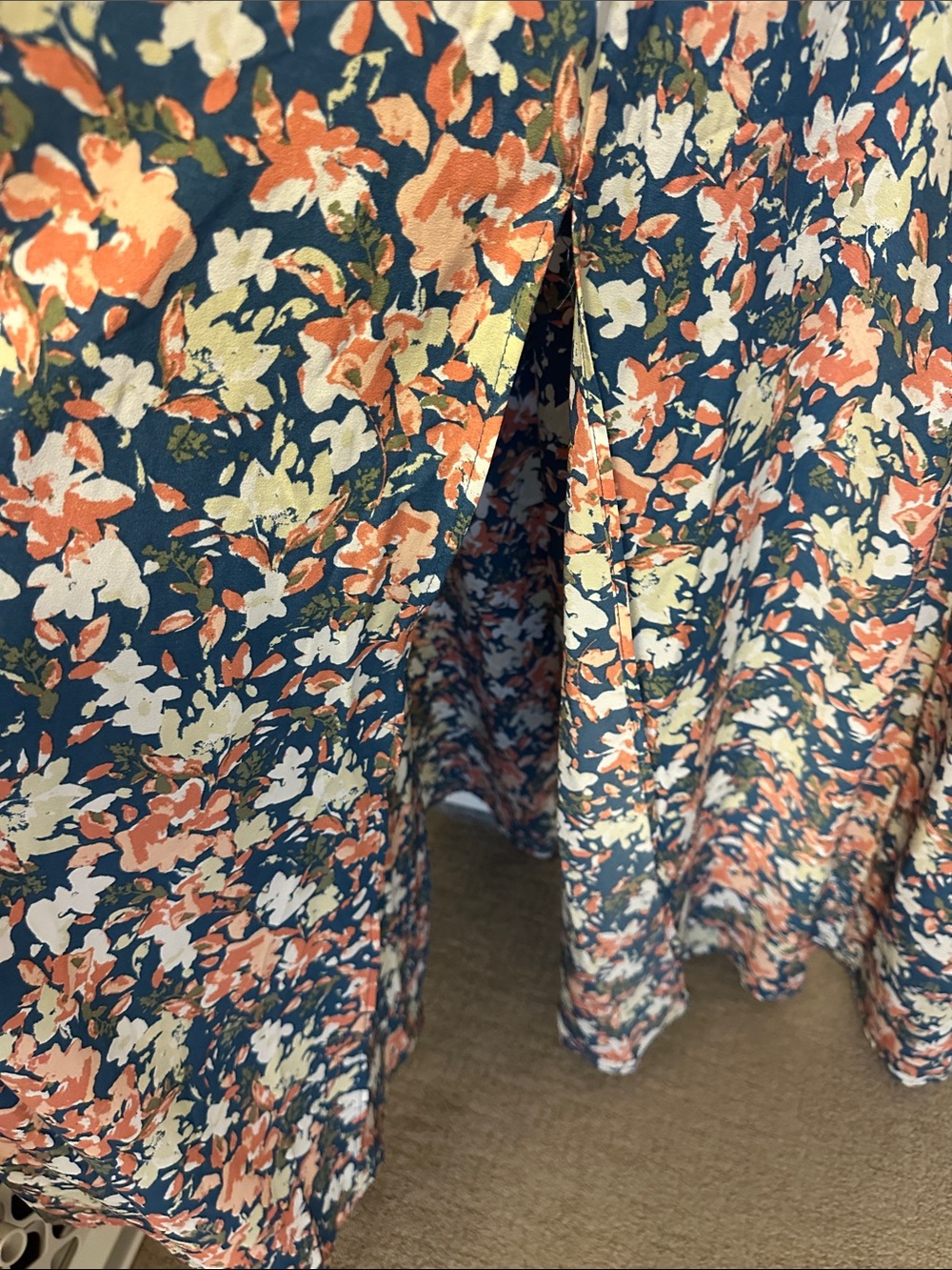 Baltic Born Navy Floral Maxi Dress with Coral and Cream Accents XL - Picture 7 of 7
